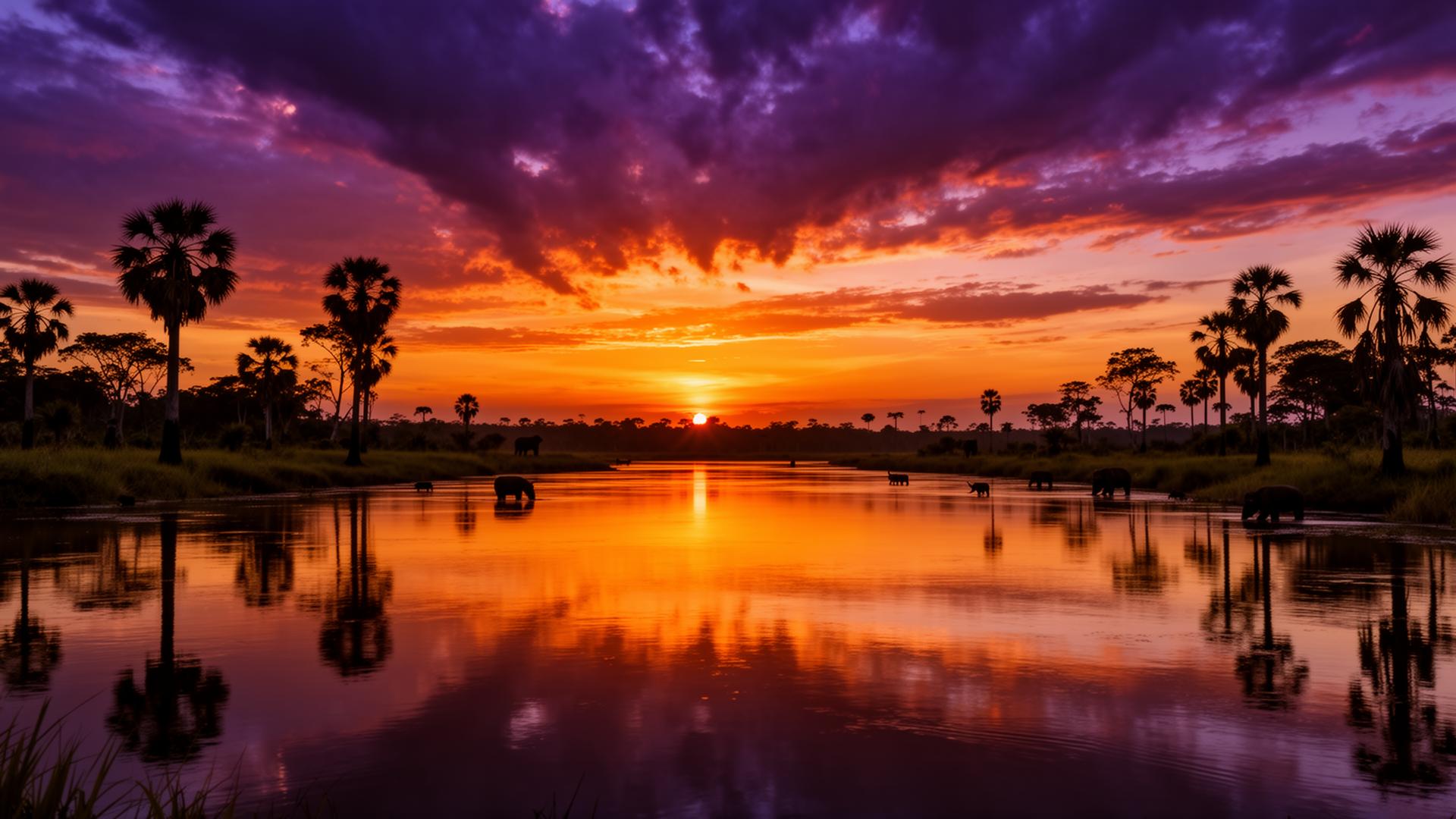 Pôr do sol no Pantanal