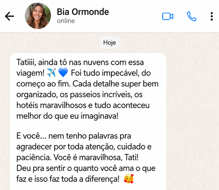 Print de WhatsApp da Bia Ormonde